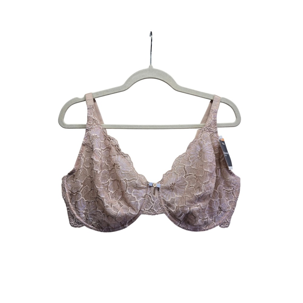 NWT Liz Claiborne Intimates Pink Floral Lace Shimmer Underwire Bra 40DD Feminine